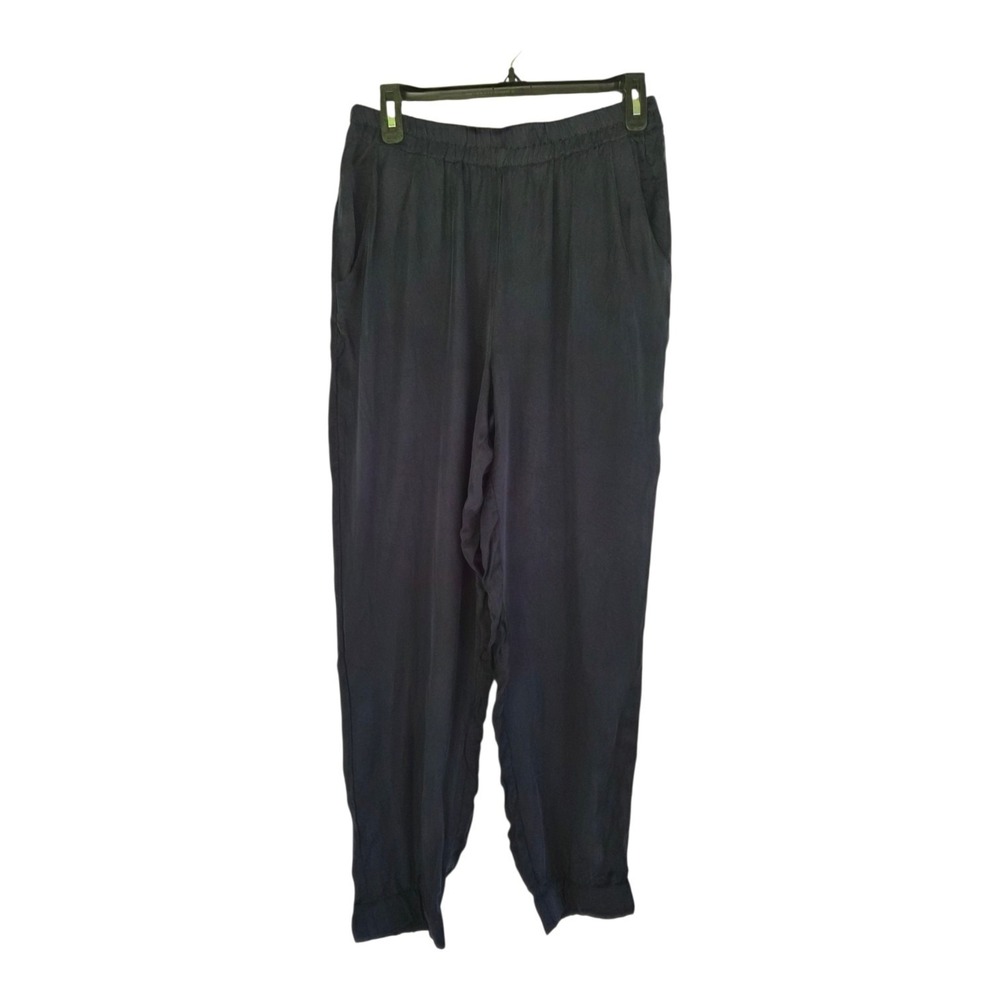 Amour Vert 100% Cupro Navy Blue Jogger Pants Vegan Silk Made USA Pockets M